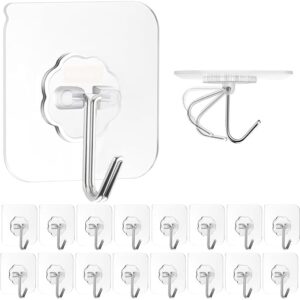 Stainless Hooks with Heavy Duty Self-Adhesive PVC Clear Waterproof and Oilproof Wall Hooks for Shower Doors, Kitchens, and Outdoor Home Improvement